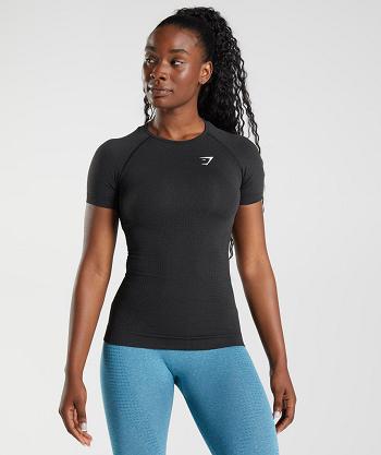 Gymshark Vital Seamless 2.0 Ženske T Shirts Crne | HR 3263SGL